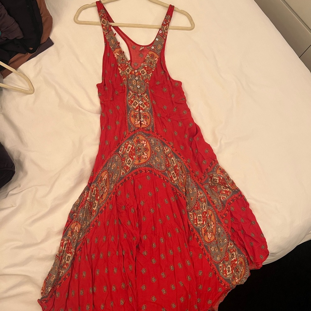 Red Boho Free People Maxi Dress XS